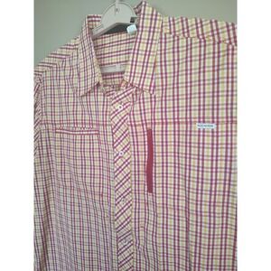Rocawear Mens 2XL Gingham Plaid Short‎ Sleeve Button Up Shirt Red Yellow Cotton